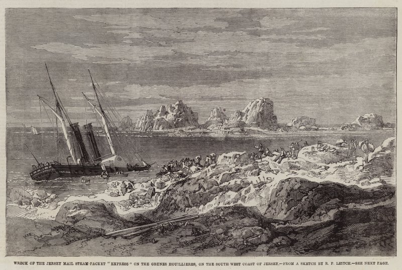 Wreck of the Jersey Mail Steam-Packet Express on the Grunes Houillieres, on the South West Coast of Jersey by Richard Principal Leitch