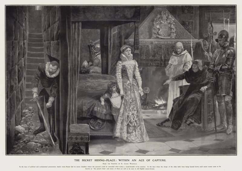 The Secret Hiding Place: Within an Ace of Capture by Richard Caton II (after) Woodville