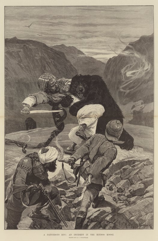 A Dangerous Hug, an Incident in the Hindoo Koosh by Richard Caton Woodville junior