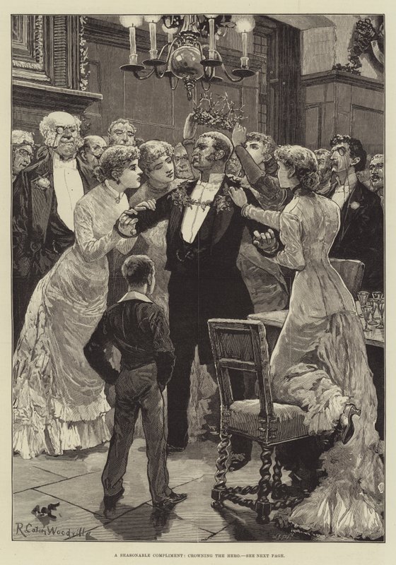 A Seasonable Compliment, Crowning the Hero by Richard Caton Woodville junior