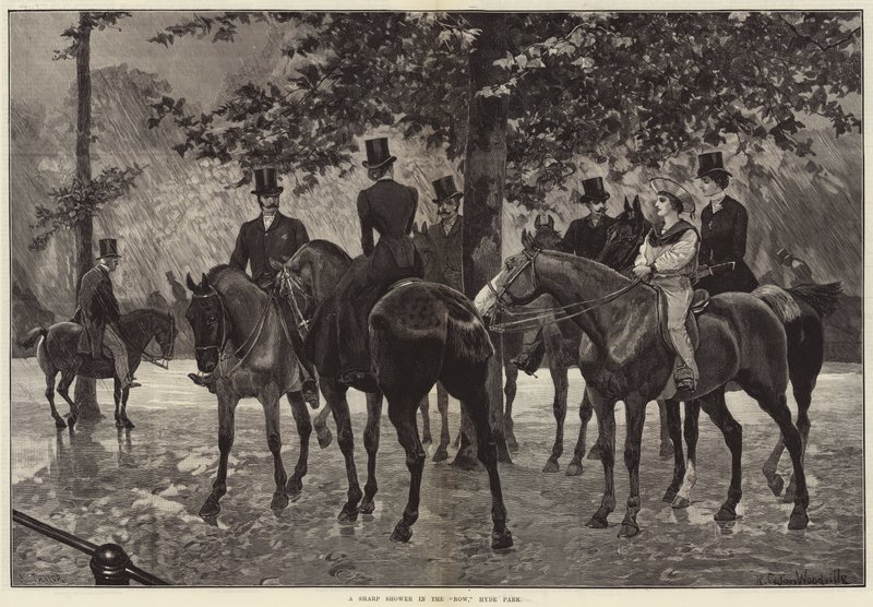 A Sharp Shower in the Row, Hyde Park by Richard Caton Woodville junior