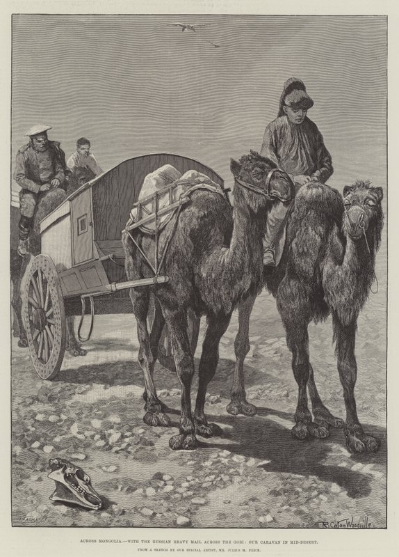 Across Mongolia, with the Russian Heavy Mail across the Gobi, our Caravan in Mid-Desert by Richard Caton Woodville junior
