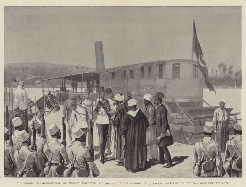 The Sirdar, Brigadier-General Sir Herbert Kitchener, at Assouan, on the Occasion of a Recent Inspection of the 10th Soudanese Regiment by Richard Caton Woodville junior