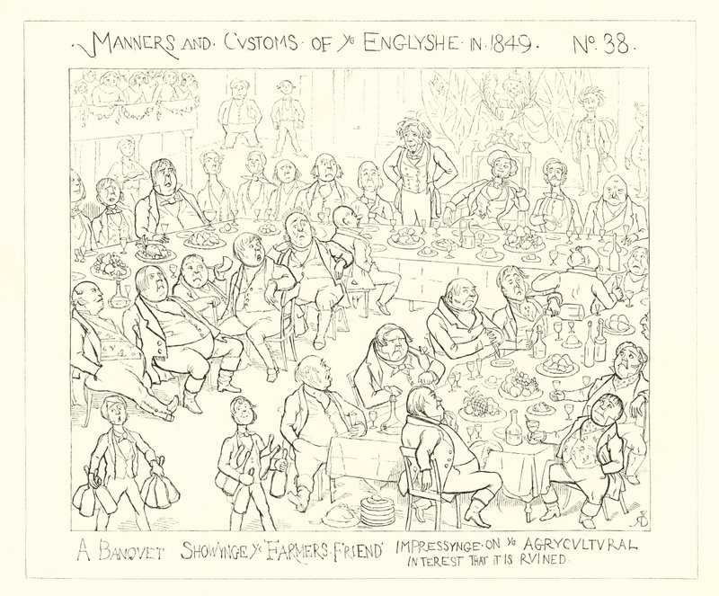 A banquet showing the farmers friend impressing on the agricultural interest that it is ruined (1849) by Richard Doyle