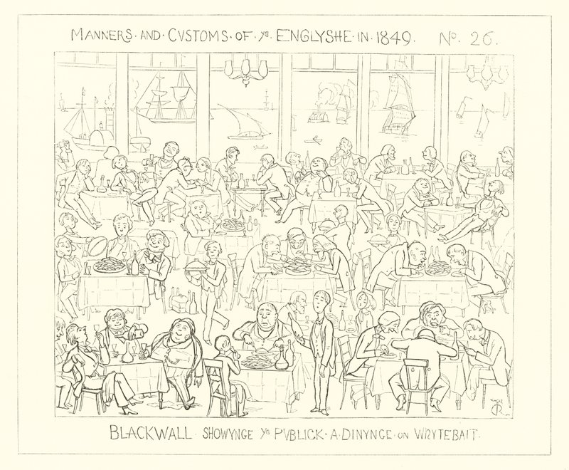 Blackwall showing the public dining on whitebait (1849) by Richard Doyle