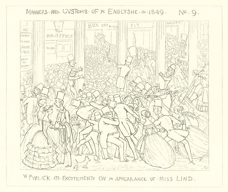 The Public Excitement on the Appearance of Miss Lind by Richard Doyle