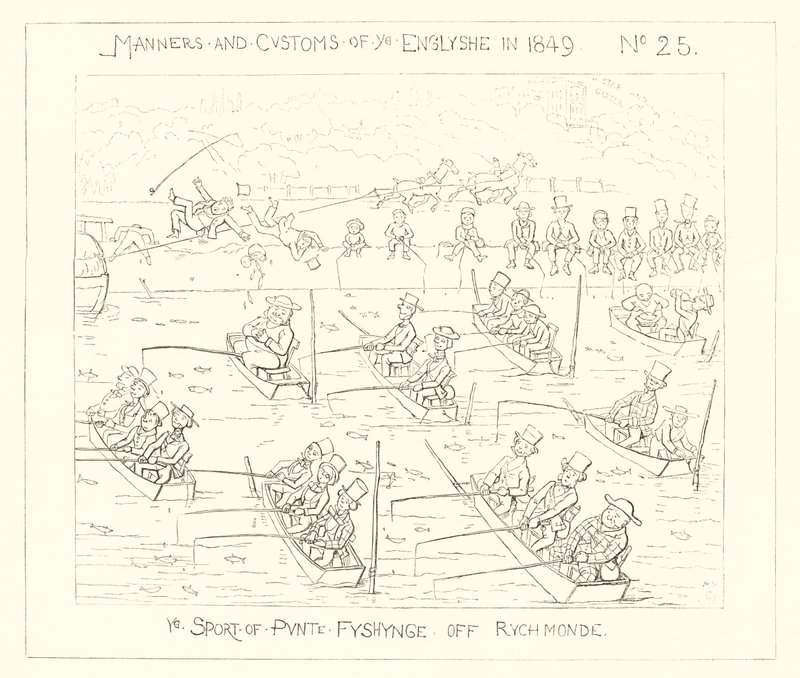 The sport of punt fishing off Richmond (1849) by Richard Doyle