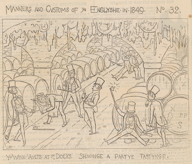 The Wine Vaults at the Docks, Showing a Party Tasting by Richard Doyle