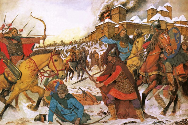 Citizens of the city of Kiev defending themselves against nomadic warriors from the East by Richard Hook