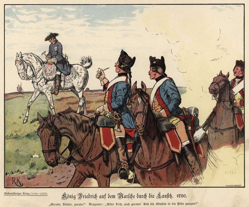 Frederick the Great of Prussia on the march across Lausitz by Richard Knoetel