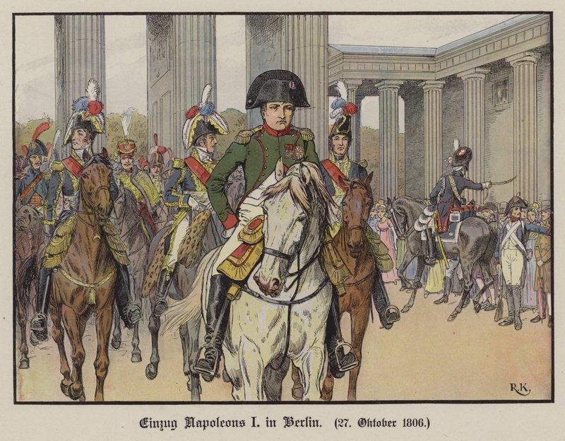 Napoleon entering Berlin, 27 October 1806 by Richard Knotel