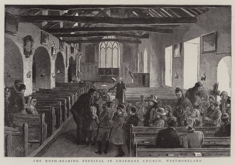 The Rush-Bearing Festival in Grasmere Church, Westmoreland by Robert Barnes