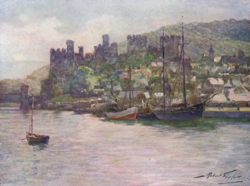 Conway Castle and Quay, Noon by Robert (after) Fowler