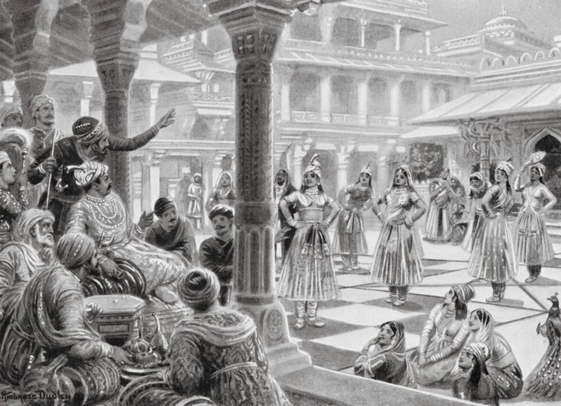 Akbar Plays Draughts with Living Pieces at Fatehpur Sikri by Robert Ambrose Dudley