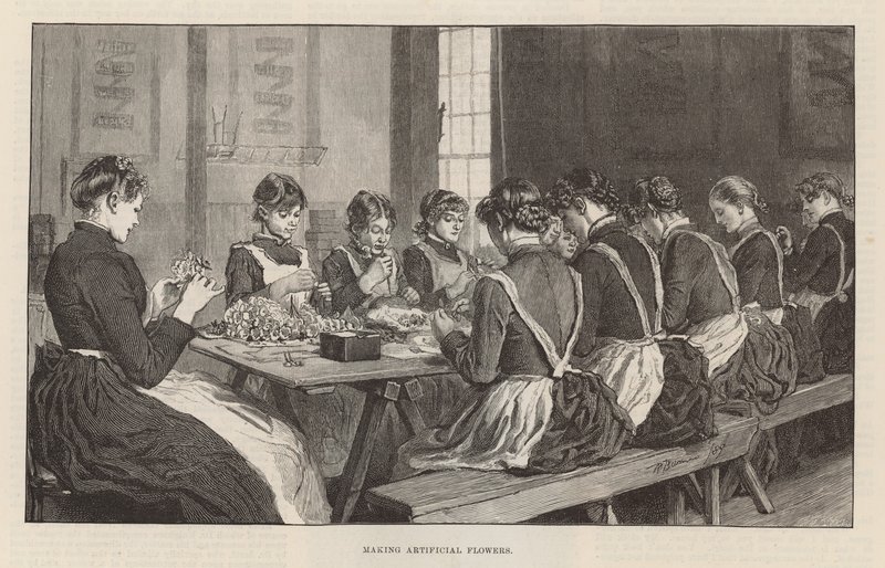 The London Flower Mission, Clerkenwell Close, London - Making artificial flowers by Robert Barnes