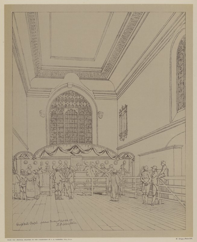 Guildhall Chapel, City of London by Robert Blemell (after) Schnebbelie