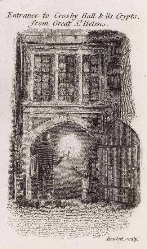 Entrance to Crosby Hall and Its Crypts from Great St Helens by Robert Blemell Schnebbelie