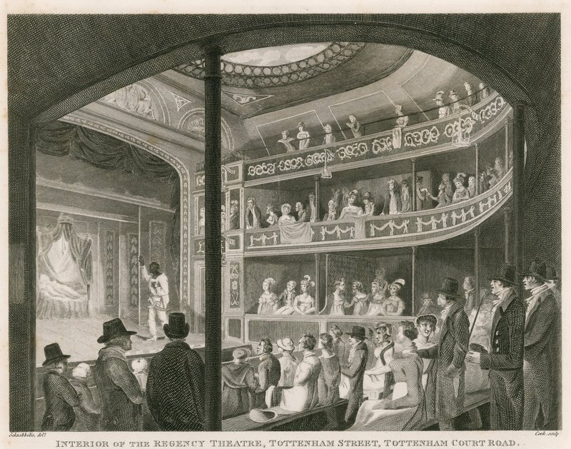 Interior of the Regency Theatre, Tottenham Street, Tottenham Court Road, London by Robert Blemell Schnebbelie