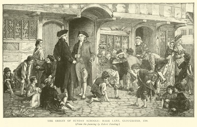 The Origin of Sunday Schools, Hare Lane, Gloucester, 1780 by Robert Dowling