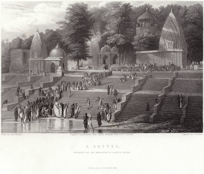 A Suttee, preparing for the immolation of a hindoo widow by Robert Melville Grindlay