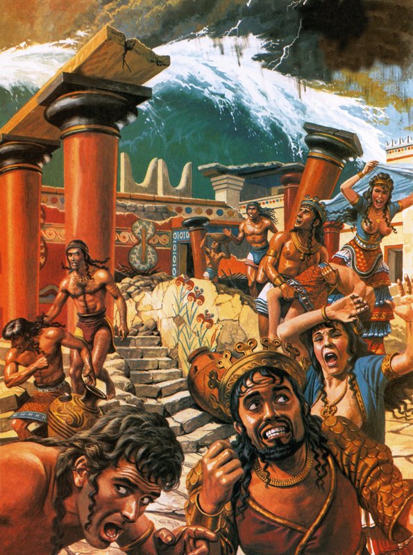 A tidal wave devastating a city in Crete in the 15th century BC by Roger Payne