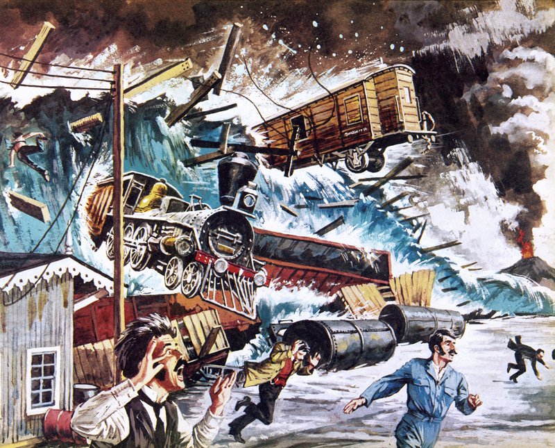 Tsunami Hitting Chile During the Eruptions of 1896 by Roger Payne
