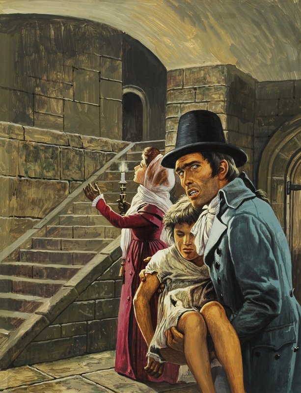 Unidentified Scene with Man Carrying Child by Roger Payne