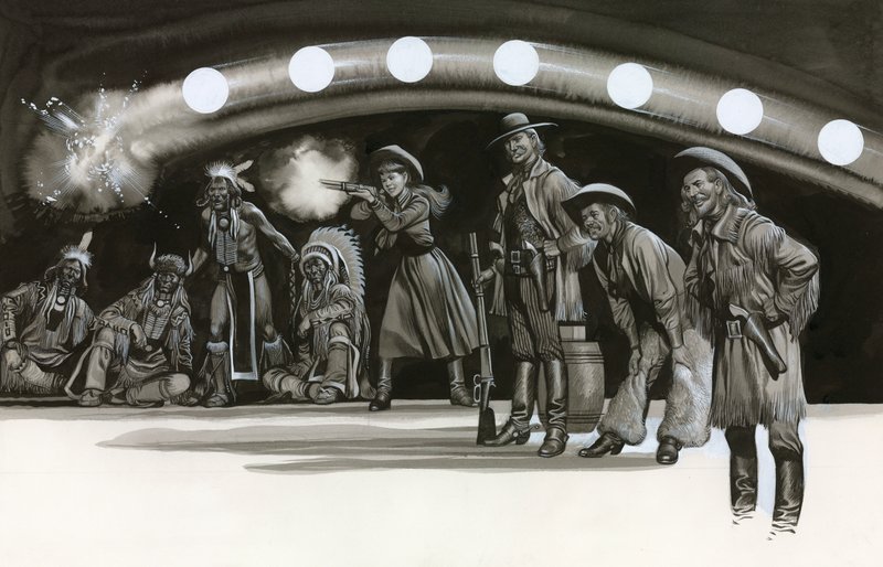 Annie Oakley Demonstrating Her Shooting Prowess by Ron Embleton