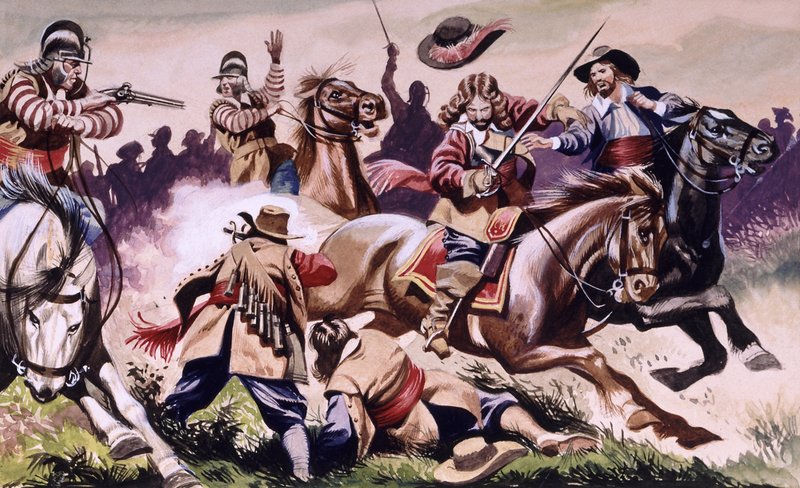 English Civil War Battle Scene from The Children of the New Forest by Ron Embleton