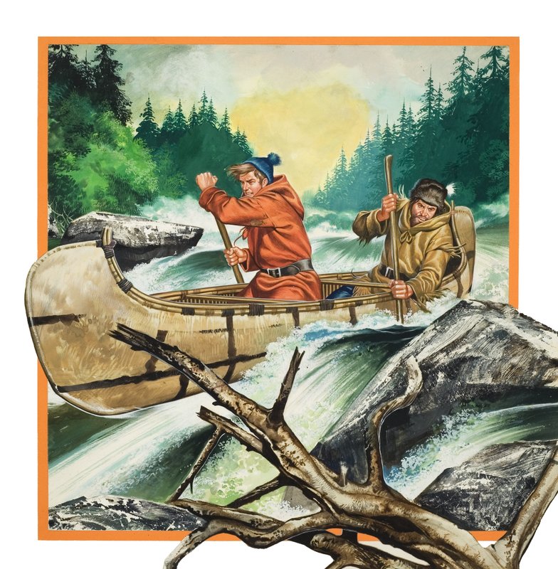 Jack London (1876-1917) travelling in a canoe by Ron Embleton