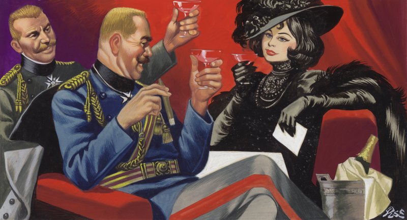 Mata Hari with a friend among the German High Command by Ron Embleton