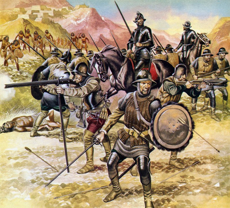 Mexico, Spaniards Assembling an Expedition to Find a Golden City to the North by Ron Embleton