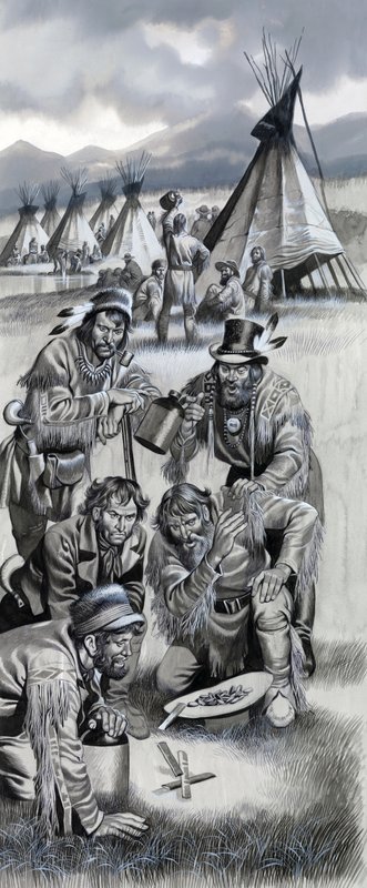 Party of Mountain Men in the Wild West by Ron Embleton