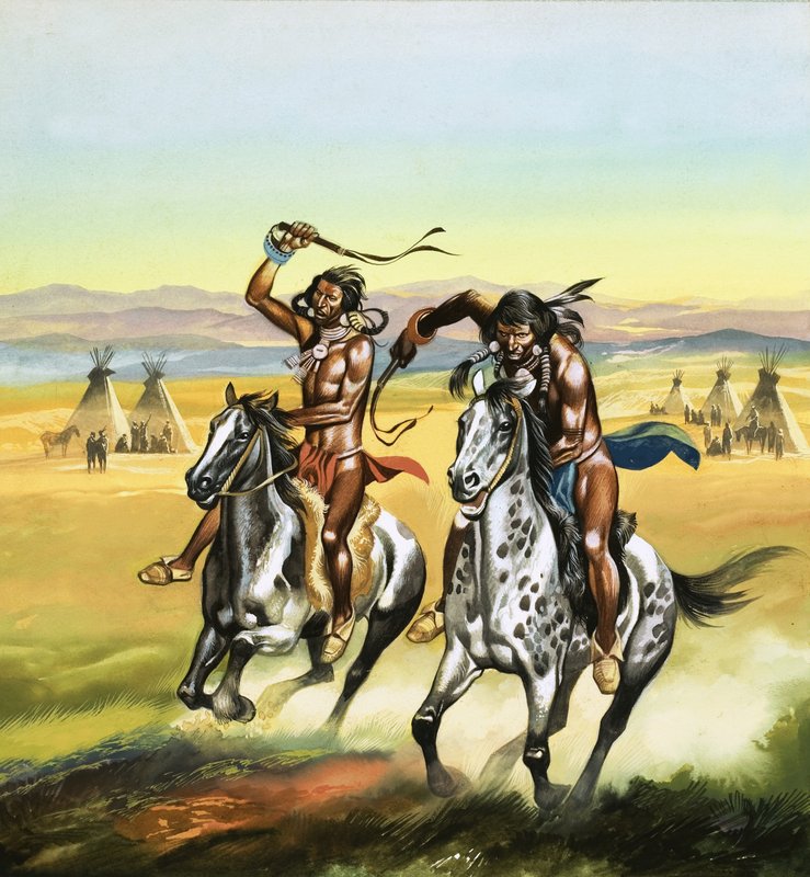 Unidentified Indians Whipping Their Horses On by Ron Embleton