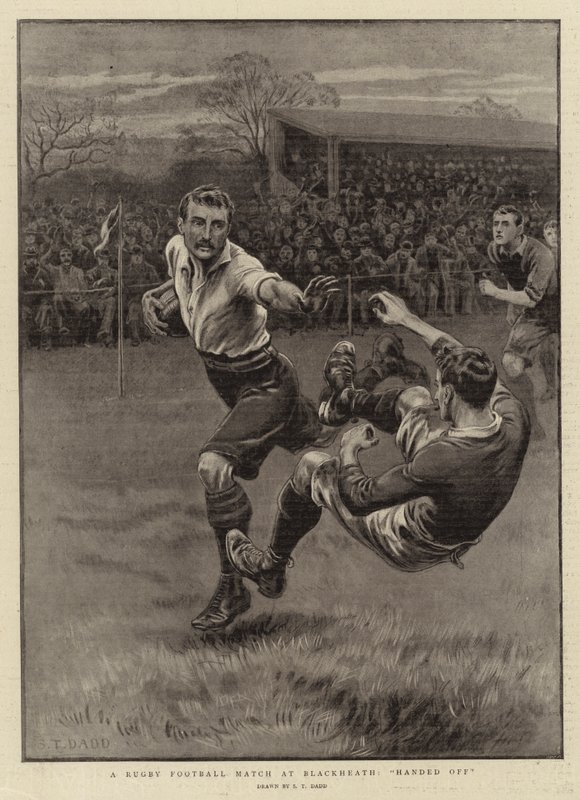 A Rugby Football Match at Blackheath, Handed Off by S.T. Dadd