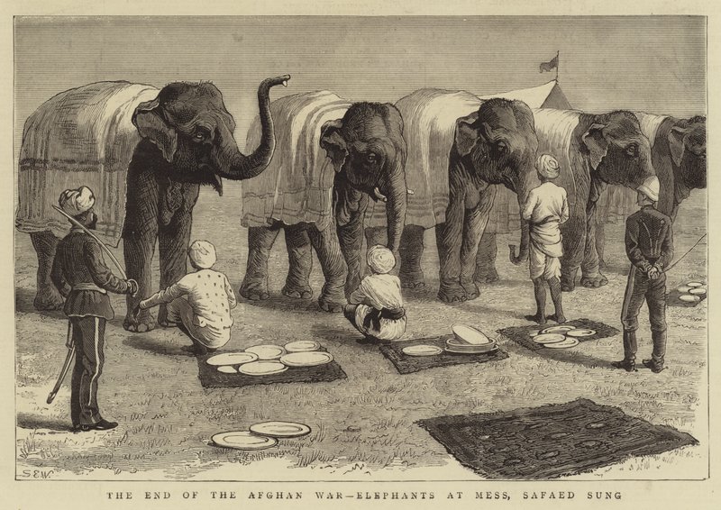 The End of the Afghan War, Elephants at Mess, Safaed Sung by Samuel Edmund Waller