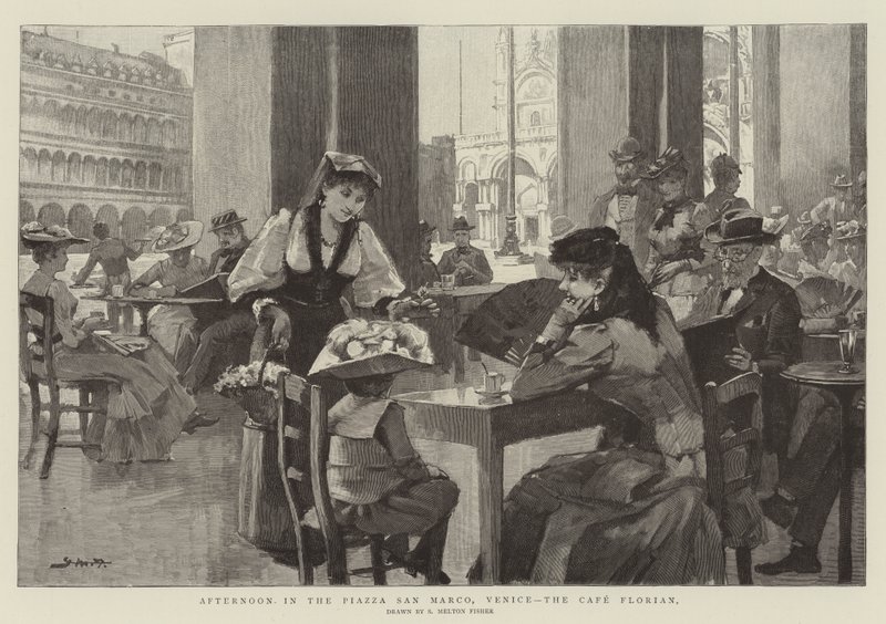Afternoon in the Piazza San Marco, Venice, the Cafe Florian by Samuel Melton Fisher