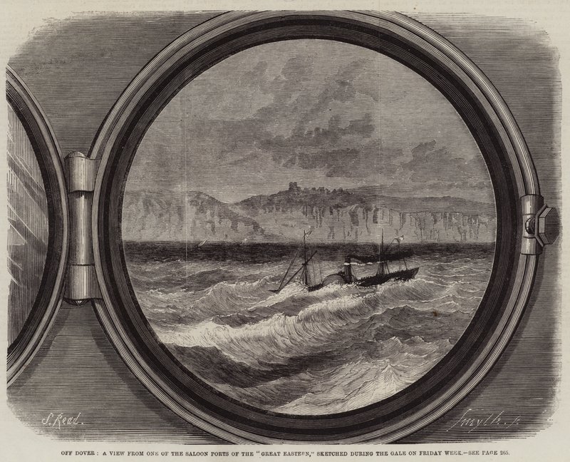 Off Dover, a View from One of the Saloon Ports of the Great Eastern, Sketched During the Gale on Friday Week by Samuel Read