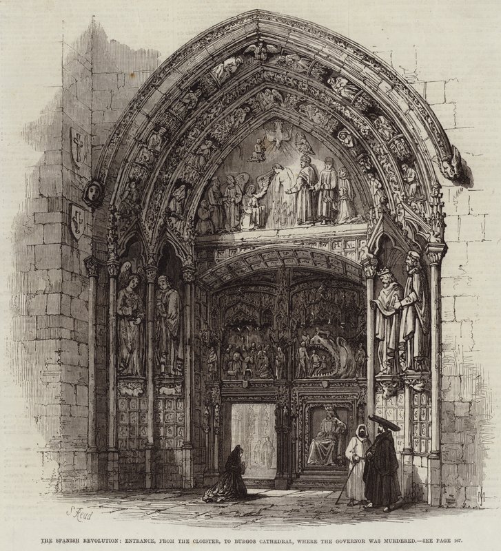 The Spanish Revolution, Entrance, from the Cloister, to Burgos Cathedral, where the Governor was murdered by Samuel Read