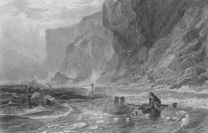 The Storm, with Mordaunt rescuing Cleveland by Samuel (after) Bough