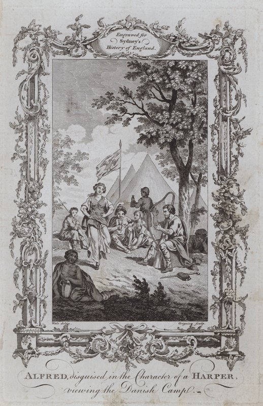 Alfred, disguised in the Character of a Harper, viewing the Danish Camp by Samuel (after) Wale