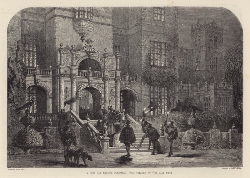 A good old English Christmas: the welcome at the hall door by Samuel Read