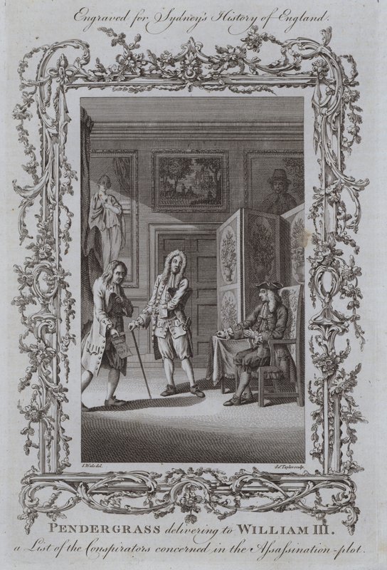 Pendergrass delivering to William III a List of the Conspirators concerned in the Assassination-plot by Samuel Wale