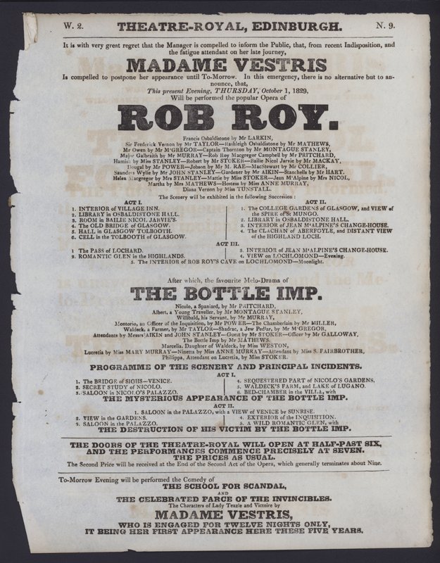 Theatre programme for the Theatre Royal, Edinburgh by Scottish School