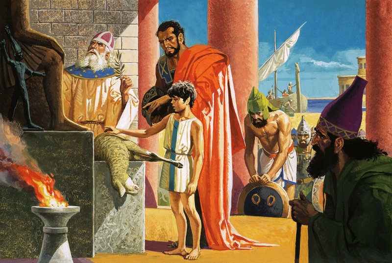 Unidentified Biblical Scene of Lamb Being Sacrificed by Severino Baraldi