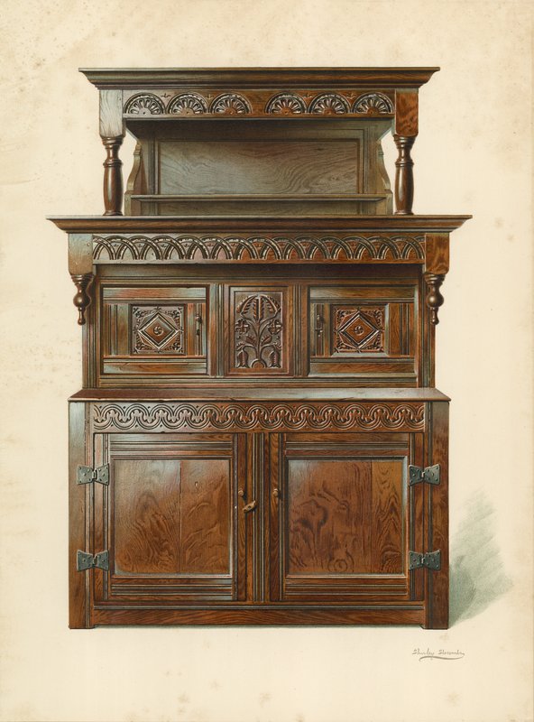 Oak Court Cupboard (Tridarn), Property of H. Clarence Whaite by Shirley Charles Llewellyn Slocombe