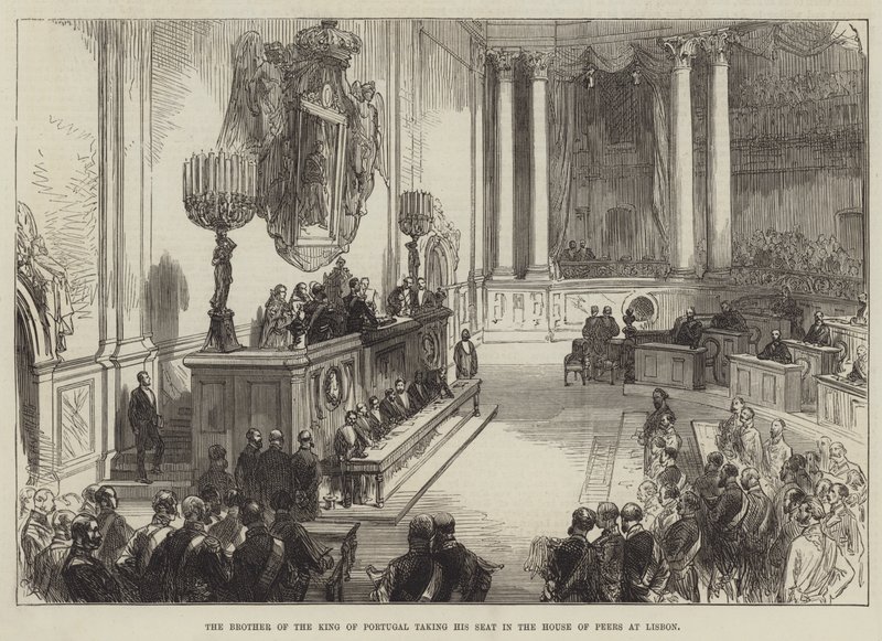 The Brother of the King of Portugal taking his Seat in the House of Peers at Lisbon by Sir John Charles Robinson