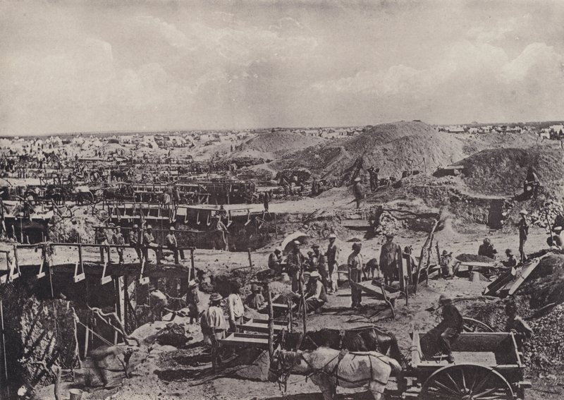 Scenes in the Old Days, Dry Sorting in 1872 (black and white photo) by South African Photographer