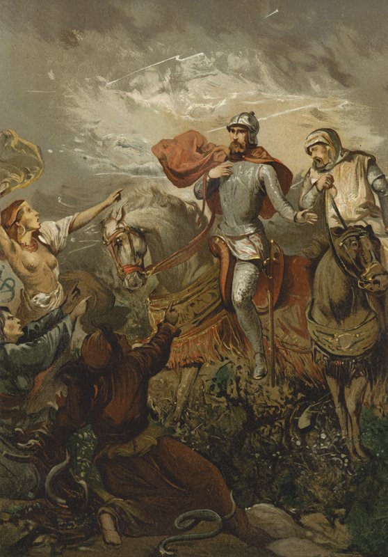 Macbeth Stopped by the Witches by Spanish School