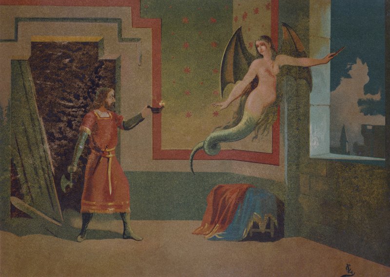 Transformation of the Water Spirit Melusine by Spanish School